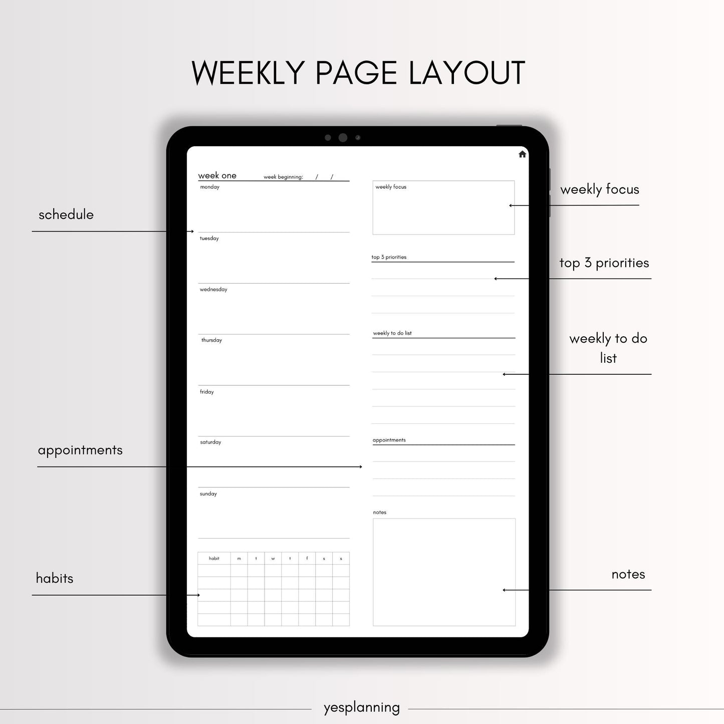 All-in-One Digital Planner: GoodNotes Compatible, Undated (PDF Download)