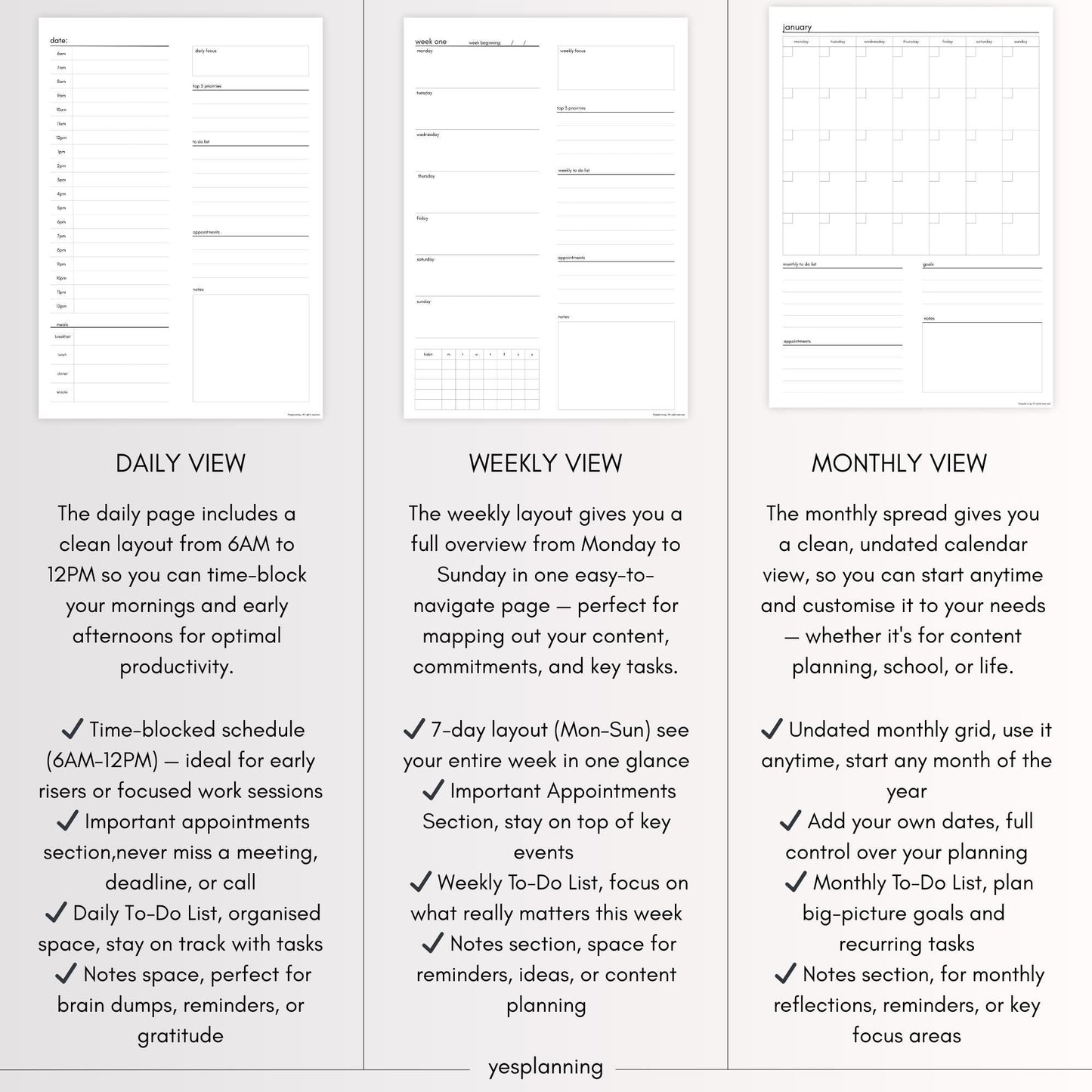Printable All-in-One Planner Templates: Daily, Monthly, Habit Tracker (PDF)