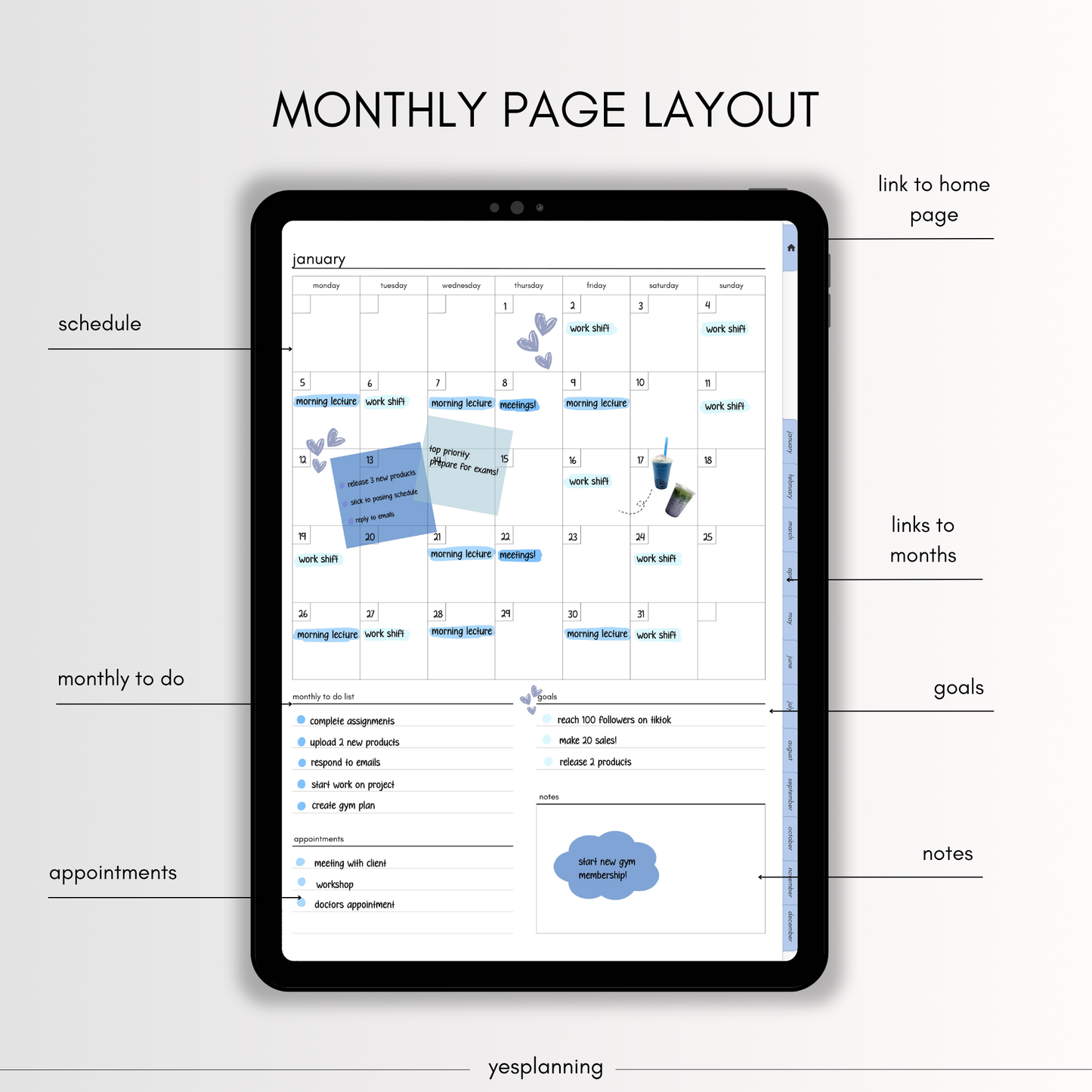 All-in-One Blueberry Digital Planner: Hyperlinked, GoodNotes Compatible (PDF Download)
