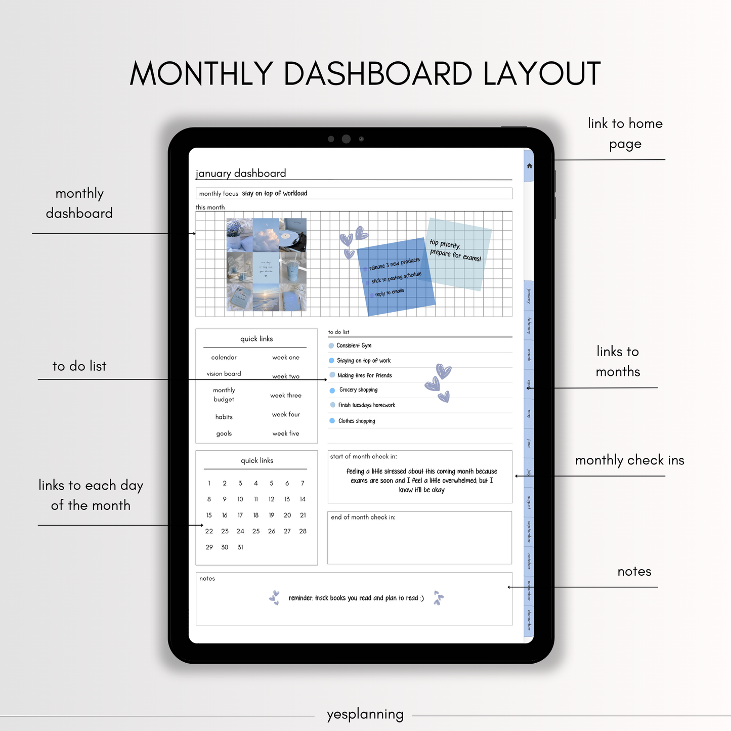 All-in-One Blueberry Digital Planner: Hyperlinked, GoodNotes Compatible (PDF Download)