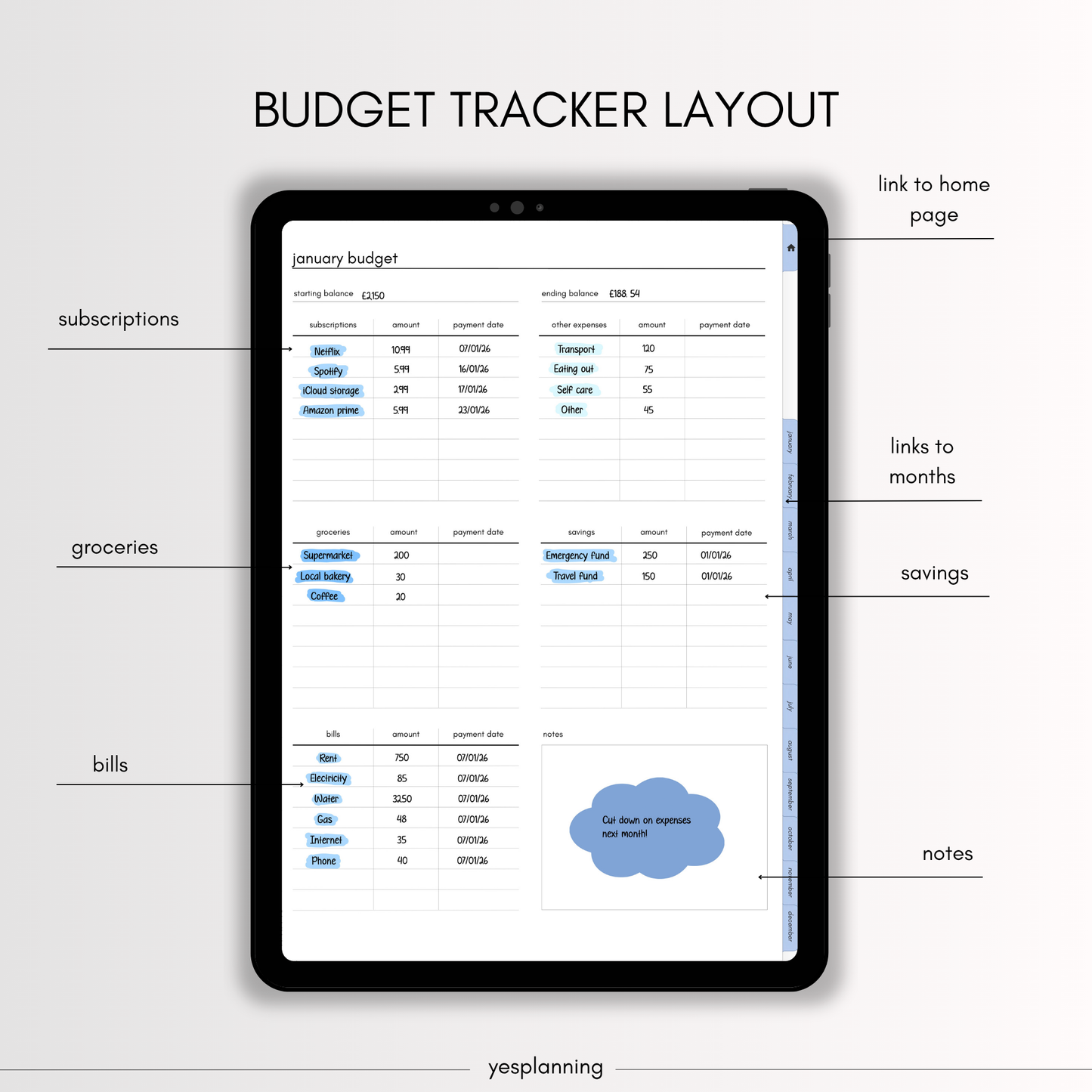 All-in-One Blueberry Digital Planner: Hyperlinked, GoodNotes Compatible (PDF Download)