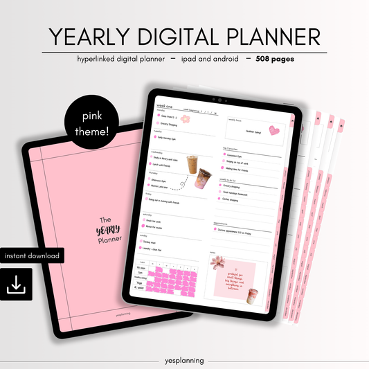 Pink Themed Digital Planner: GoodNotes Compatible, iPad Planner