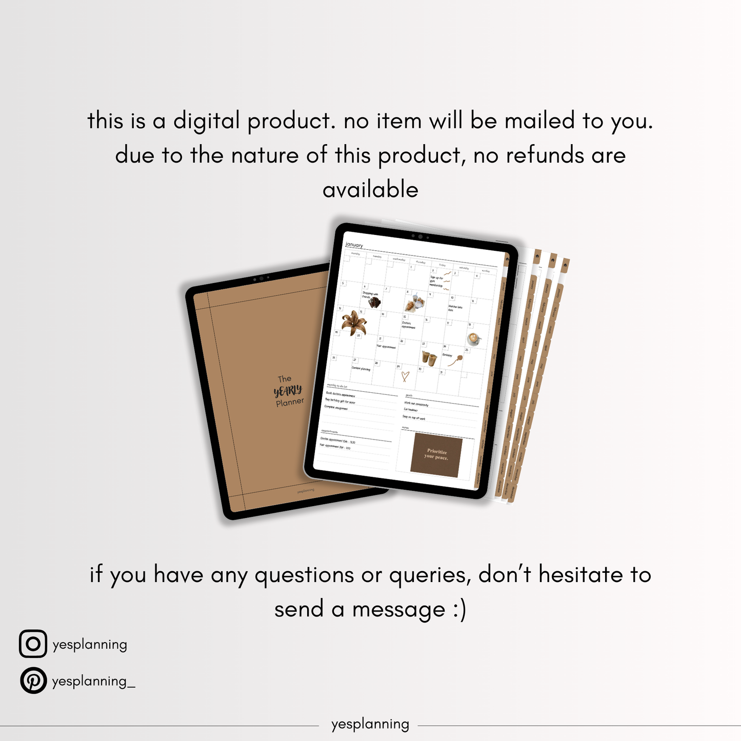 All-in-One Mocha Digital Planner for GoodNotes: Hyperlinked iPad Organizer (PDF Download