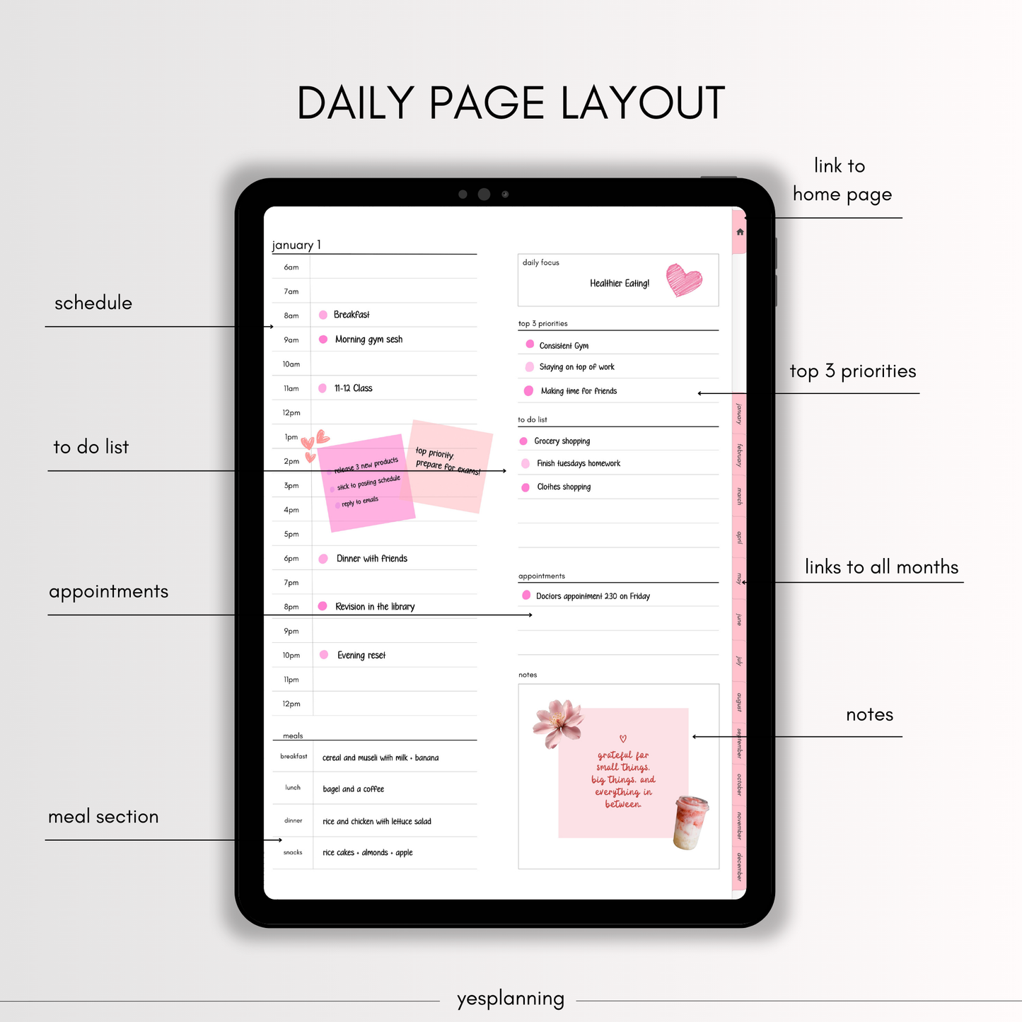 Pink Themed Digital Planner: GoodNotes Compatible, iPad Planner