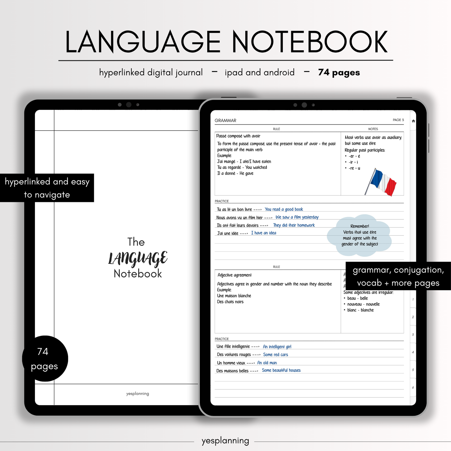 The Digital Language Notebook: GoodNotes Compatible (PDF Downloadable Planner)