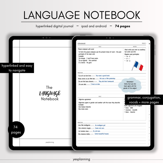 The Digital Language Notebook: GoodNotes Compatible (PDF Downloadable Planner)