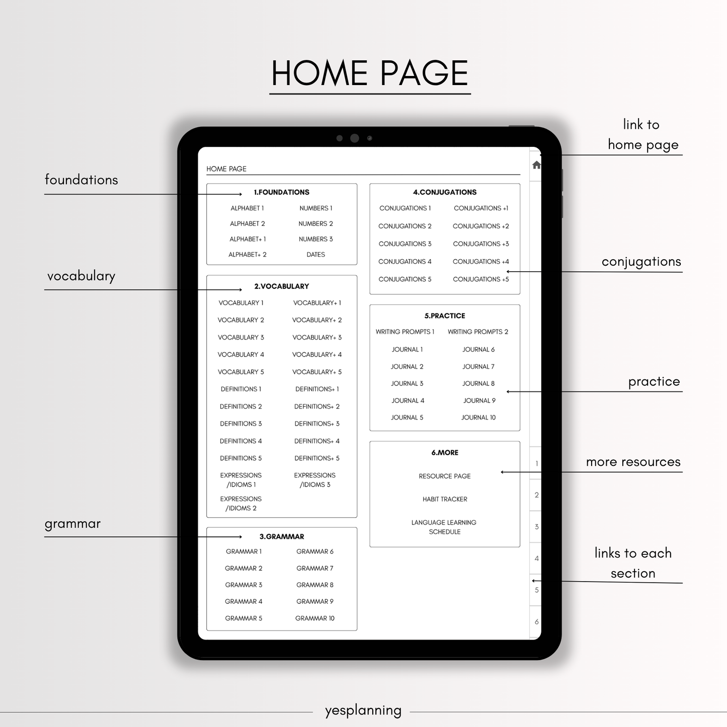 The Digital Language Notebook: GoodNotes Compatible (PDF Downloadable Planner)