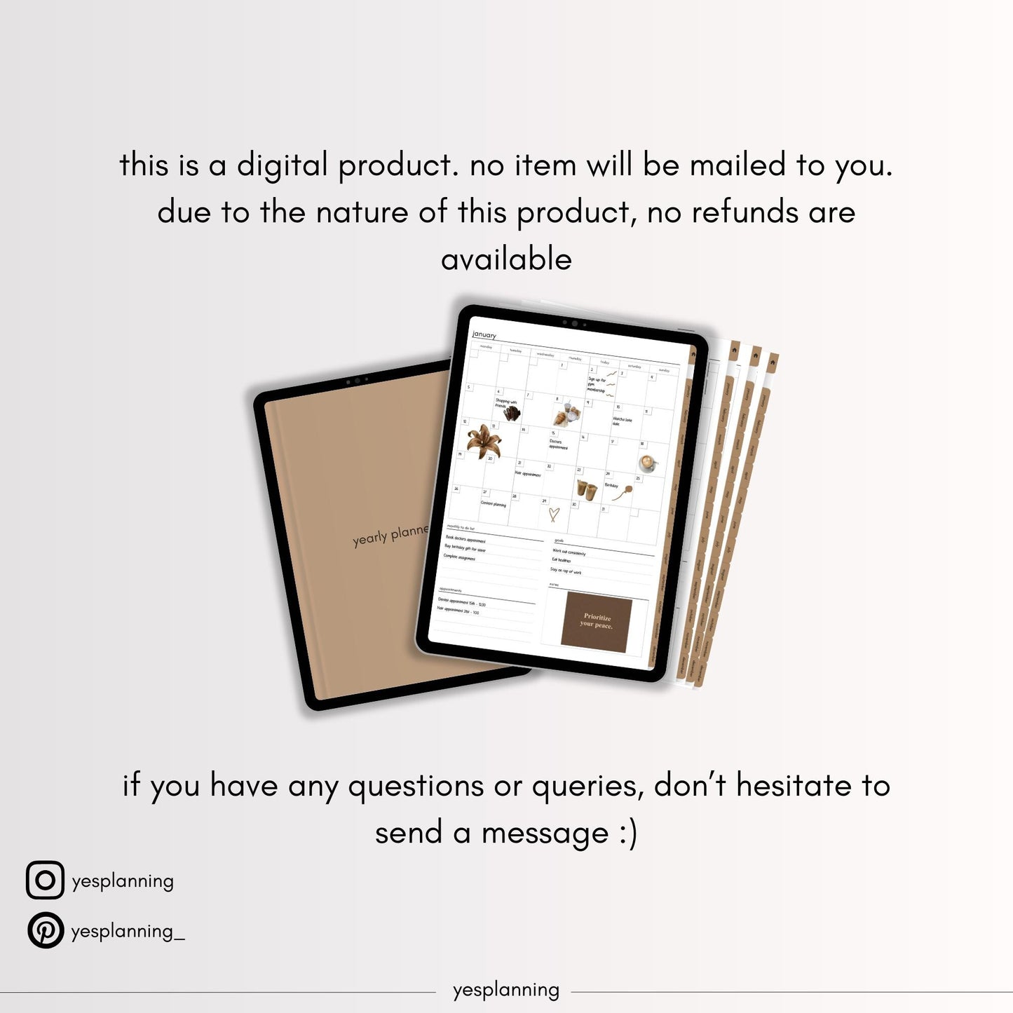 Mocha Digital Planner for GoodNotes: Hyperlinked iPad Organizer (PDF Download