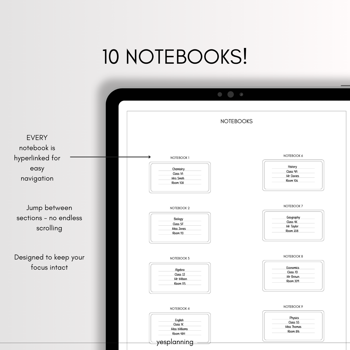 Hyperlinked Digital Student Notebook: GoodNotes, Notability Compatible (PDF File)