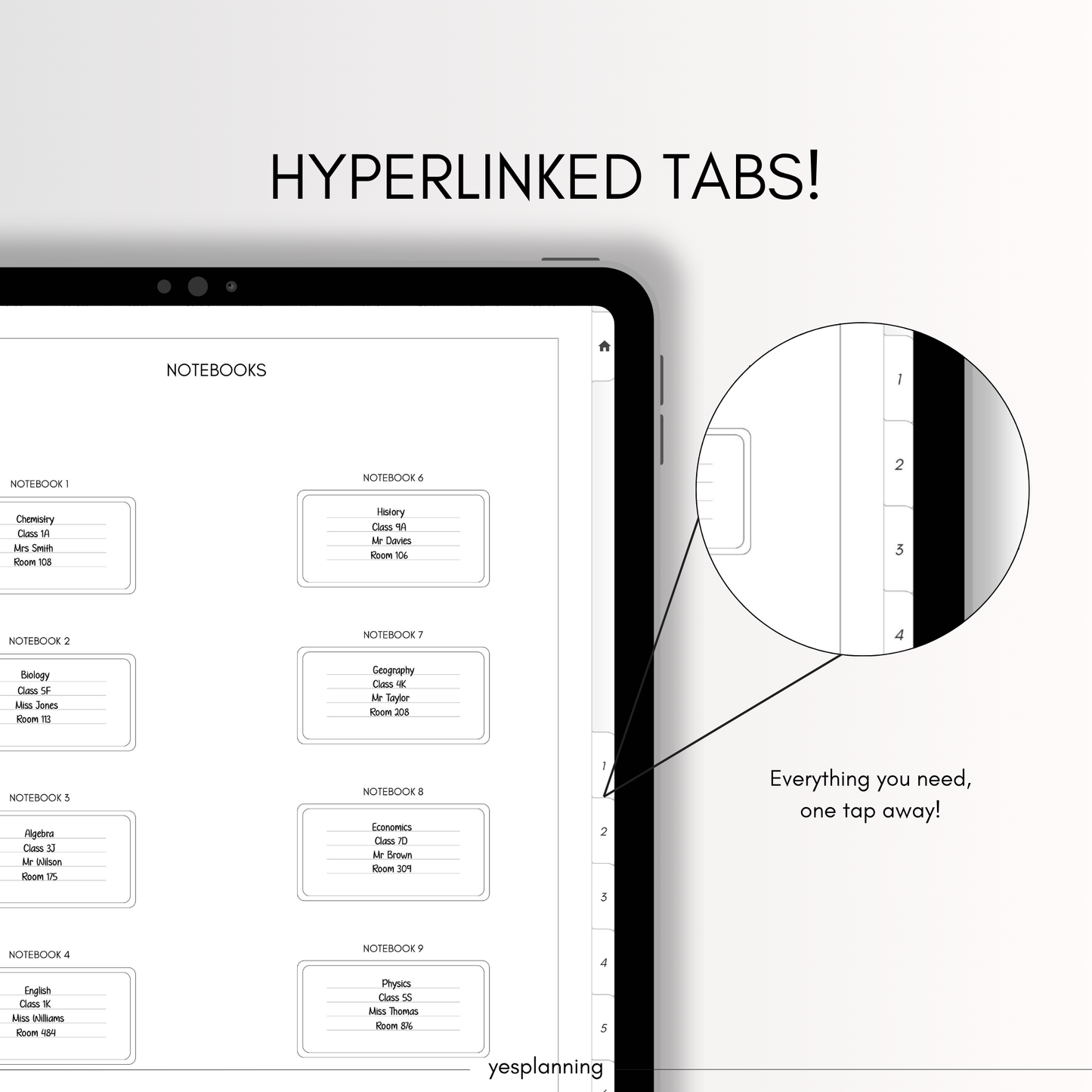 Hyperlinked Digital Student Notebook: GoodNotes, Notability Compatible (PDF File)