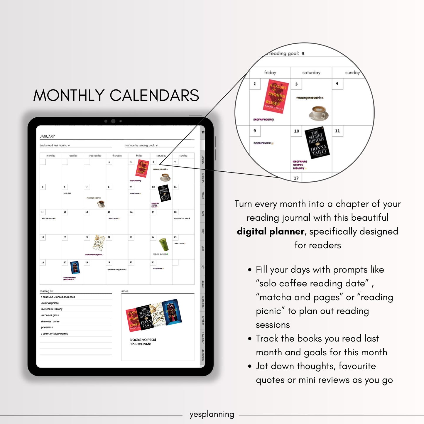 Digital Reading Journal, All-in-One Digital Reading Journal, iPad Planner, Monthly Planner, GoodNotes Planner, GoodNotes Journal, Reading
