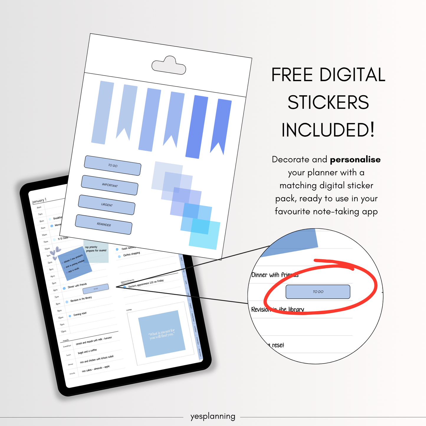 All-in-One Blueberry Digital Planner: Hyperlinked, GoodNotes Compatible (PDF Download)