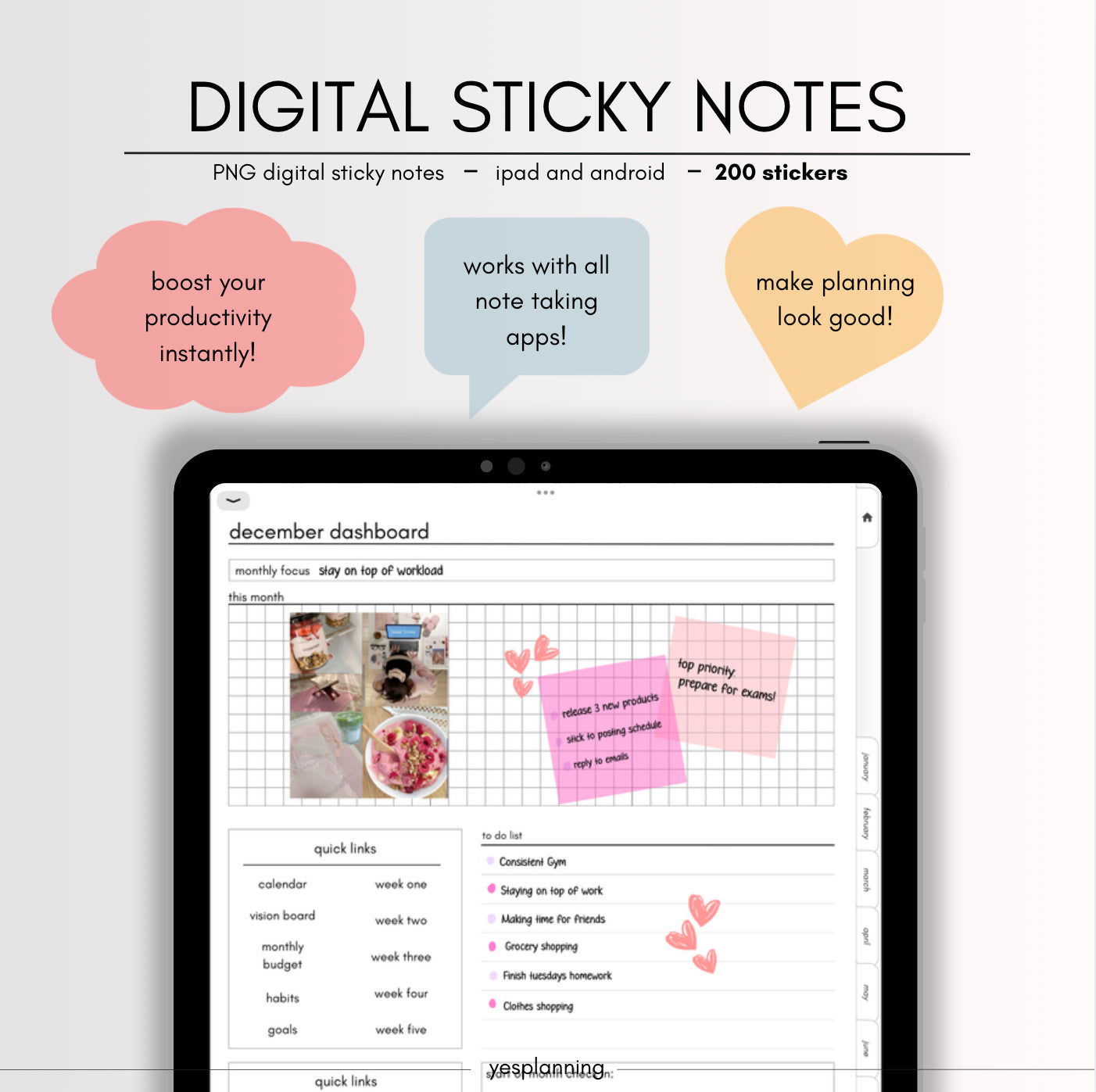 Digital Sticky Notes: 200 iPad and Android compatible sticky notes