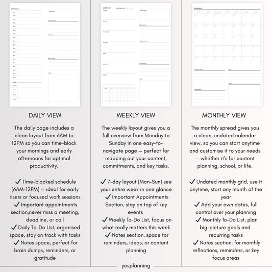 Mocha Digital Planner for GoodNotes: Hyperlinked iPad Organizer (PDF Download