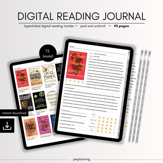 Digital Reading Journal, All-in-One Digital Reading Journal, iPad Planner, Monthly Planner, GoodNotes Planner, GoodNotes Journal, Reading
