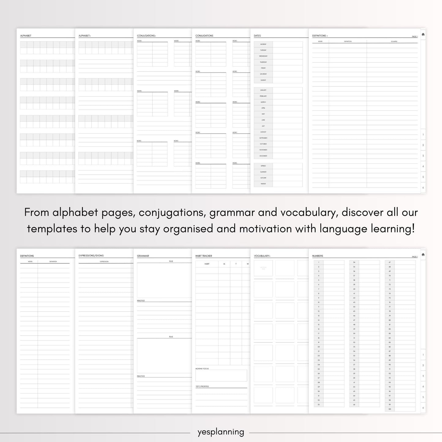 Digital Language Learning Journal: GoodNotes Compatible (PDF Downloadable Planner)